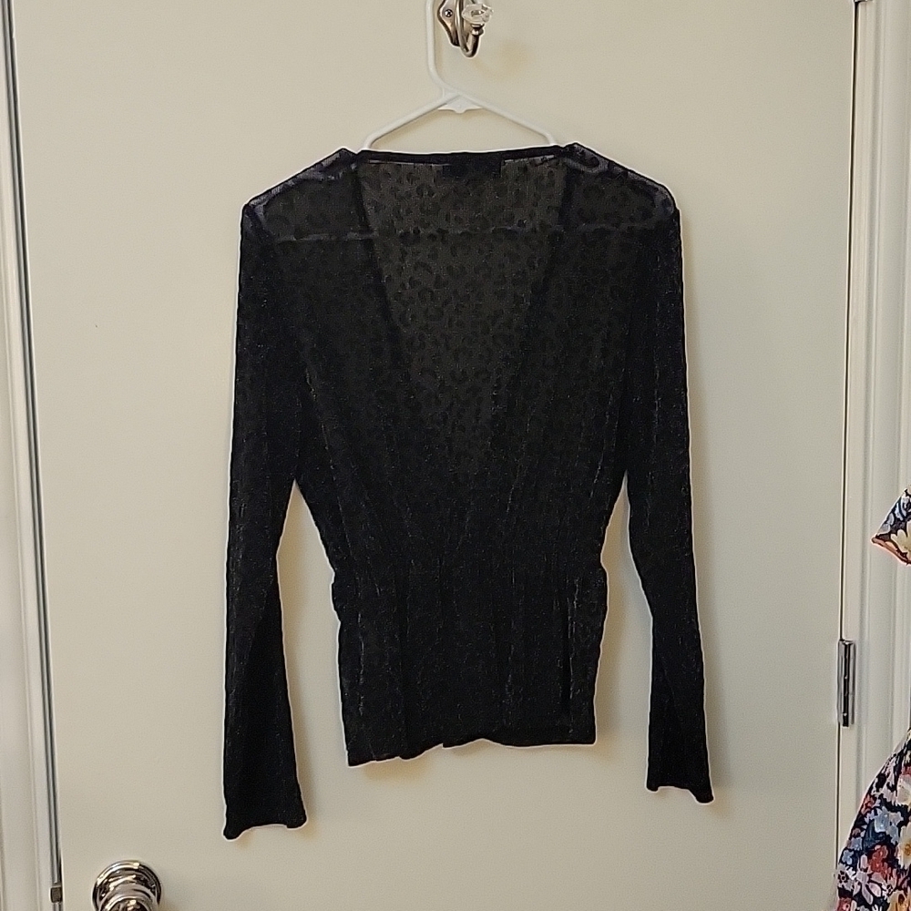 PRETTY LITTLE THING Metallic Leopard Print Surplice Peplum Goth Blouse - Picture 7 of 9